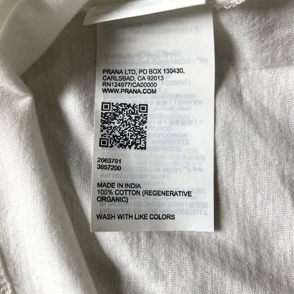 Prana Everyday Short Sleeve Tee Women's Medium Soft White Soft Organic Cotton - Picture 7 of 9